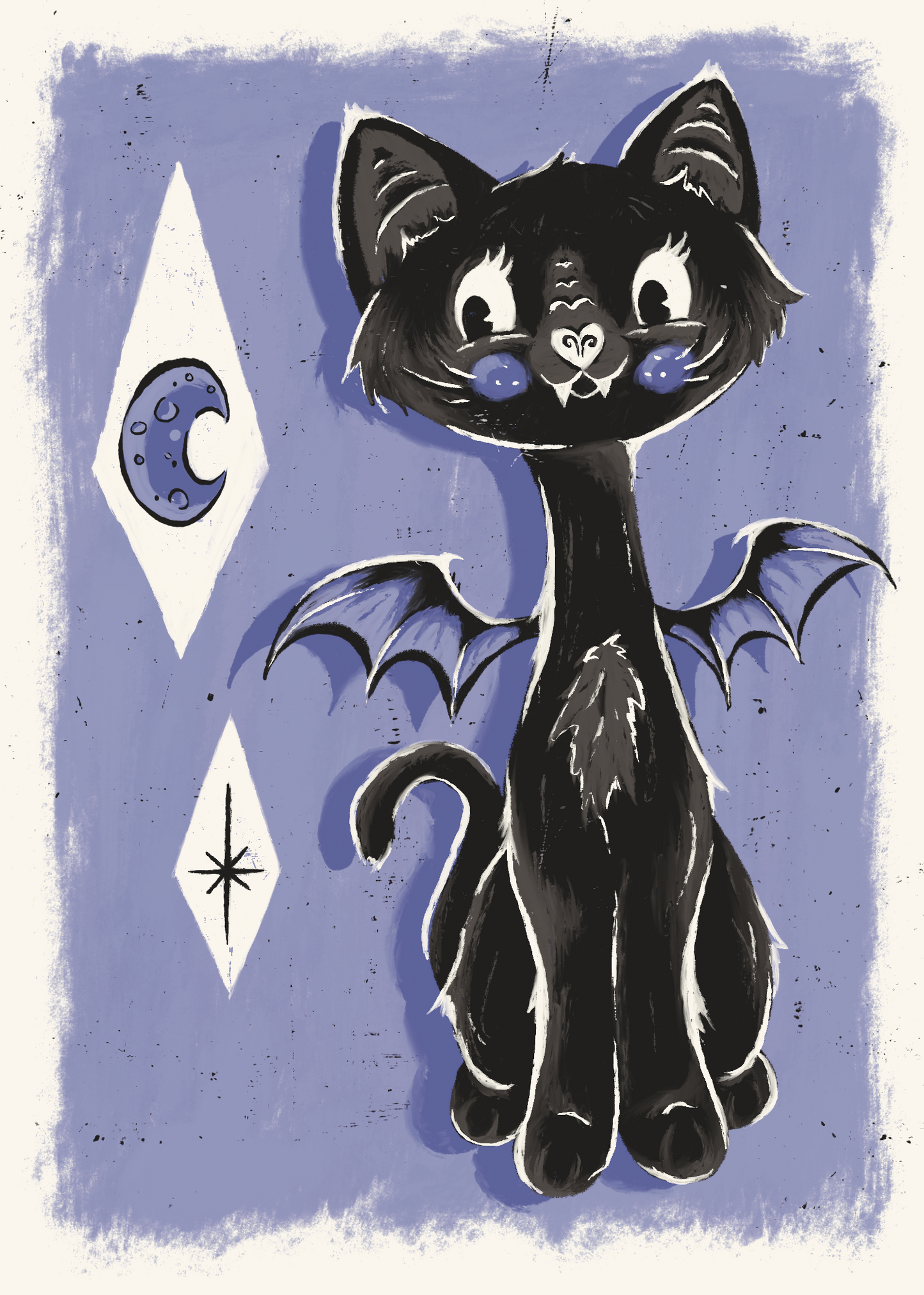 Retro Bat Cat Print