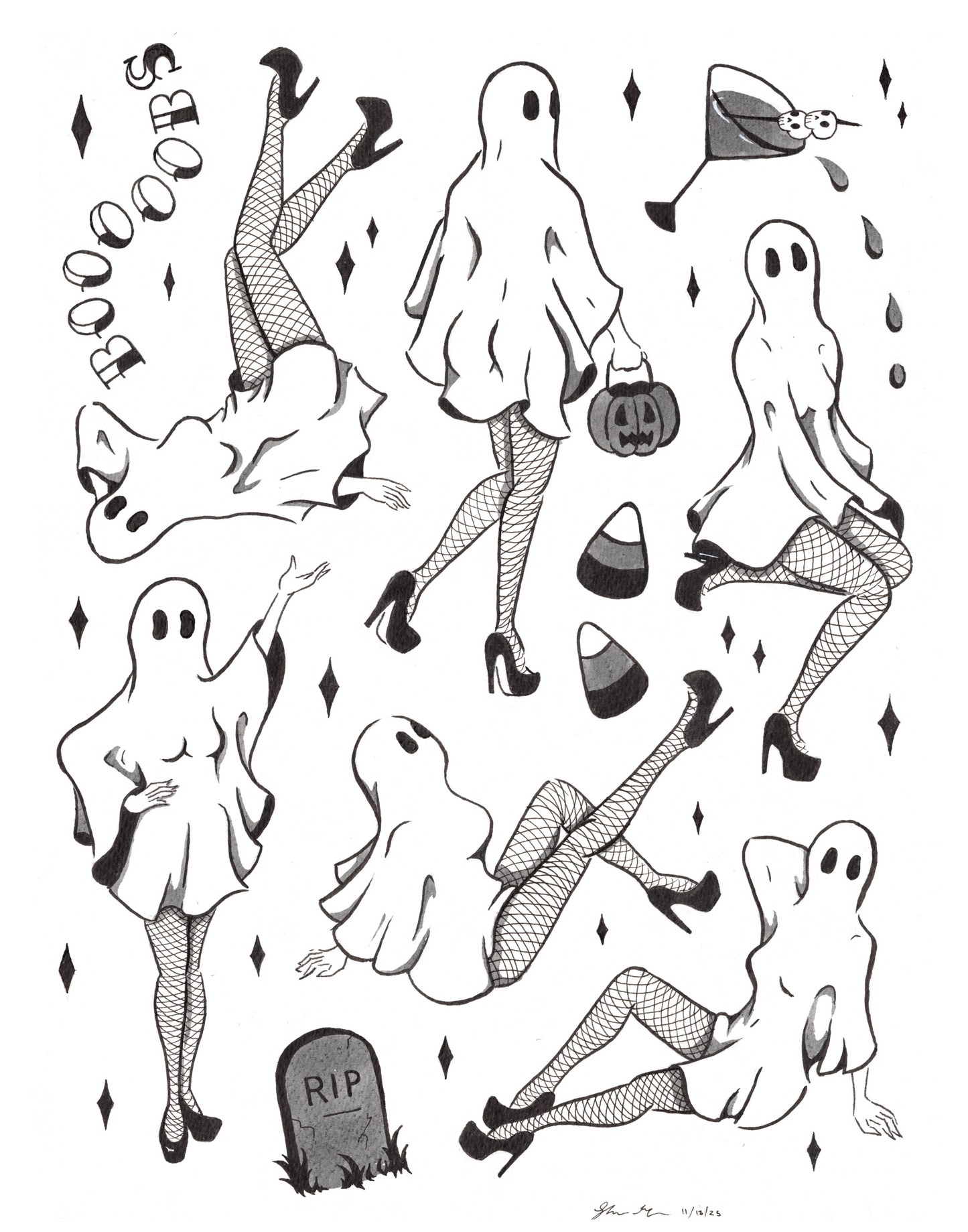 Pin-Up Ghouls Art Print