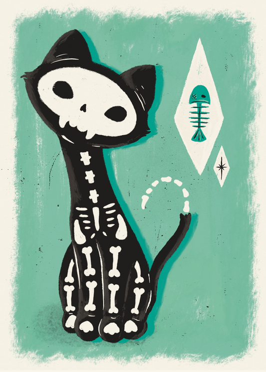 Retro Skeleton Cat