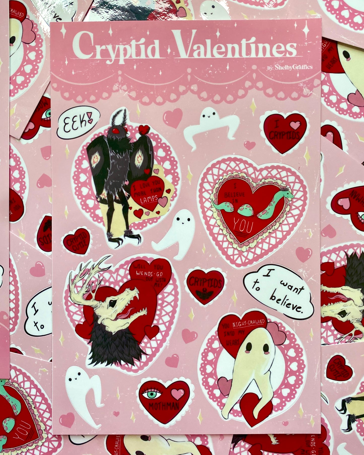 Crytpid Valentine Sticker Sheet
